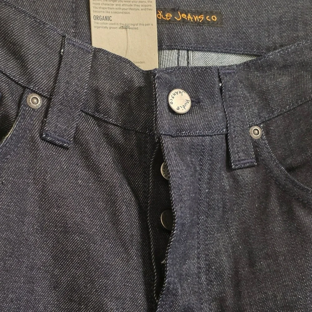 Nudie Jeans Grim Tim Mens 29x34 Dry Navy Dips Organic Cotton Slim Straight New